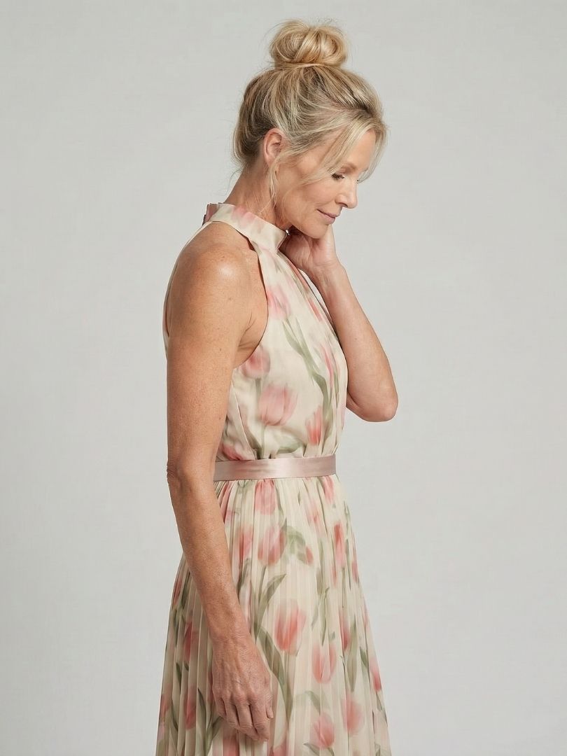 Martina™ | Vestido midi con escote halter floral