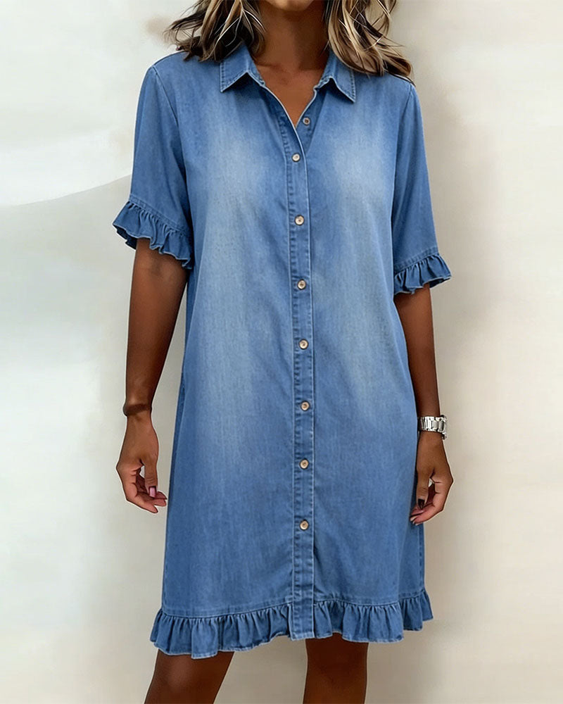 Clarissa | Vestido de denim cómodo con pliegues favorecedores