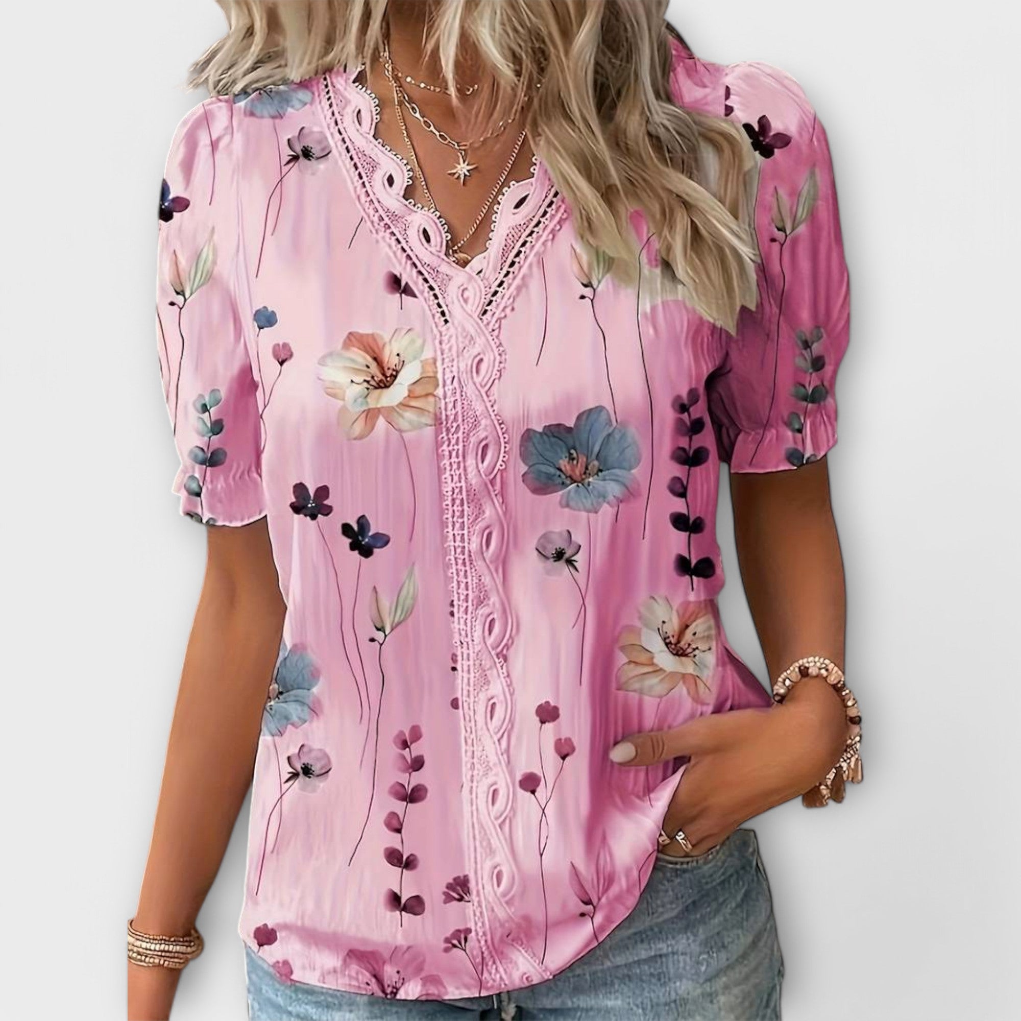 Emily | Blusa de moda con escote en V