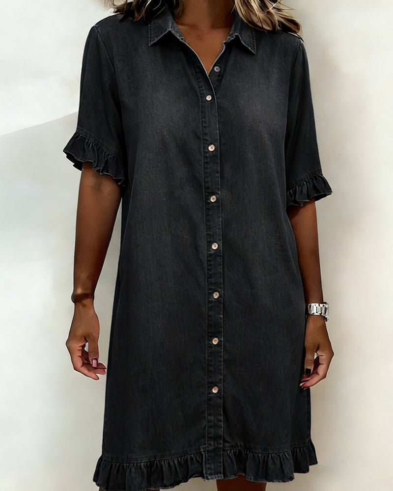 Clarissa | Vestido de denim cómodo con pliegues favorecedores