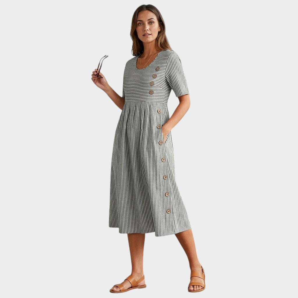 Marina | Elegante vestido midi de rayas