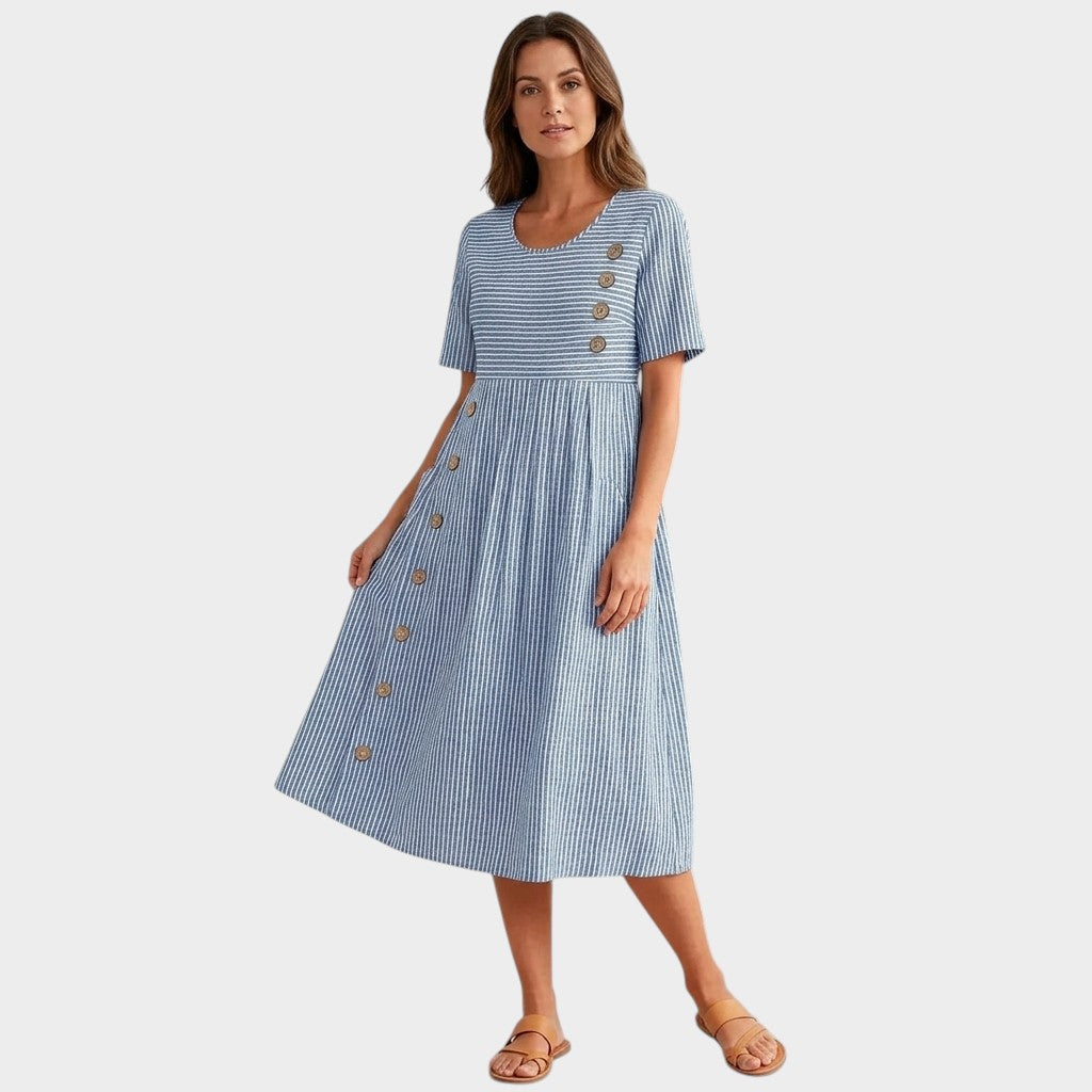 Marina | Elegante vestido midi de rayas