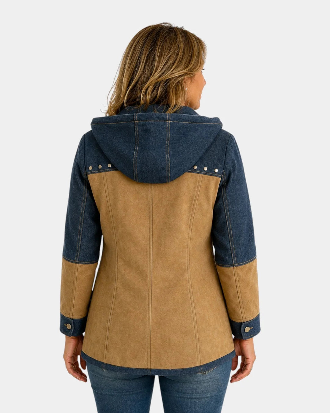 Adriana | Chaqueta con Capucha en Marino y Camel