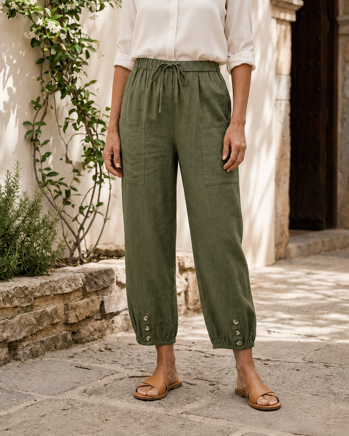 Zara™ | Pantalones harem recortados con cordón