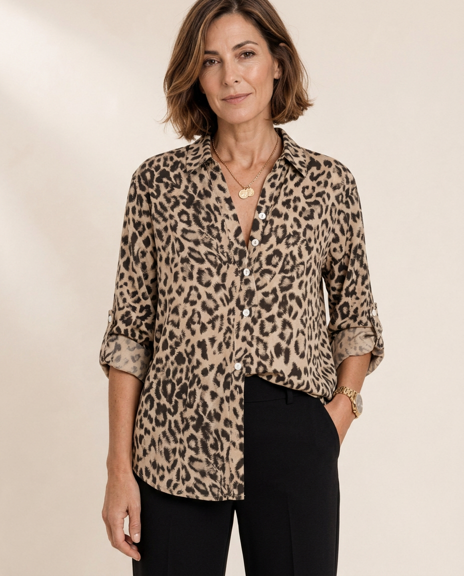 Blusa de moda con estampado de leopardo